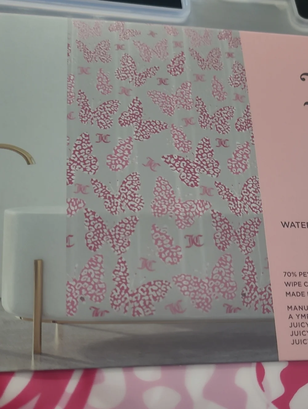 Juicy Couture Pink and White Butterfly Shower Curtain